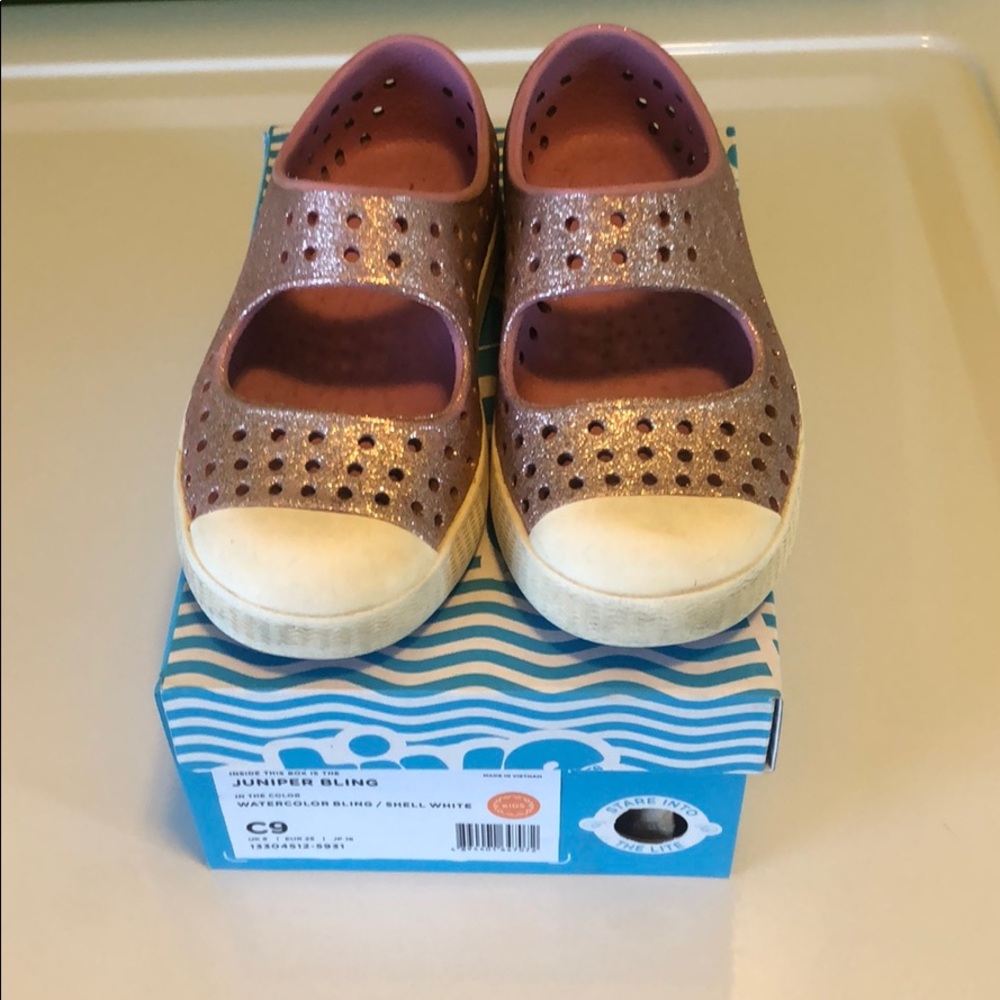 Pink Glitter Native Shoes. Toddler Size 9